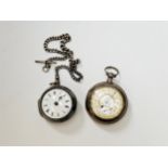 Two 19th Century silver cased pair case pocket watches, one with fusee movement and verge