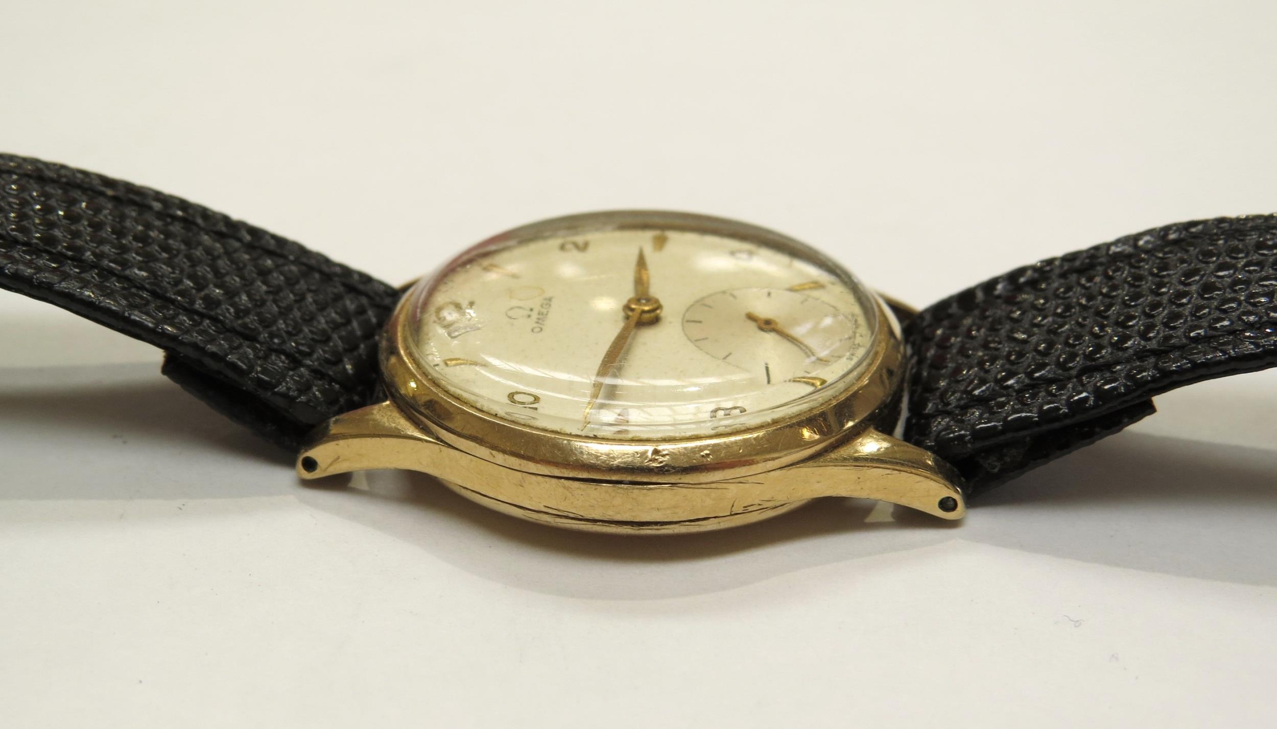 A mid 20th Century 9ct gold cased Omega gentleman's wristwatch with subsidiary seconds dial, on - Image 5 of 6