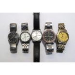 Five Seiko wristwatches including four Quartz and one automatic SQ x 2, SQ100, SQSports 100