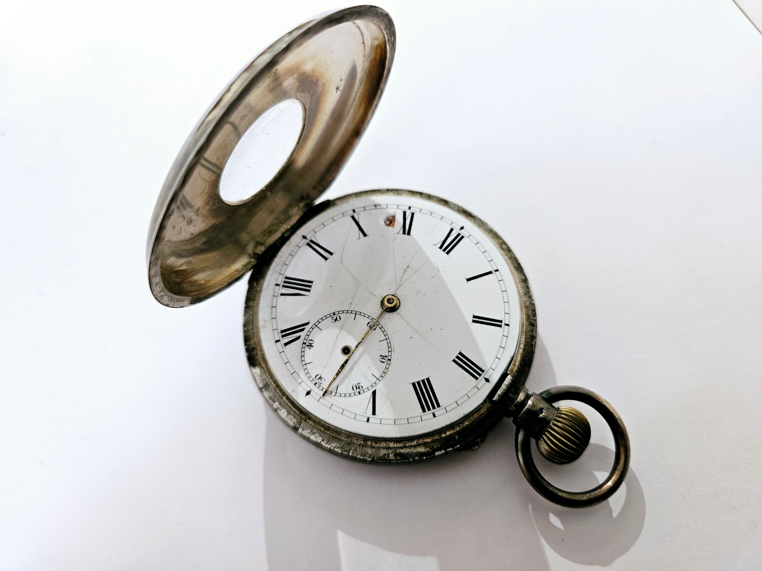 A silver half hunter pocket watch, stamped 925 to case. 91.7g overall - Image 2 of 6