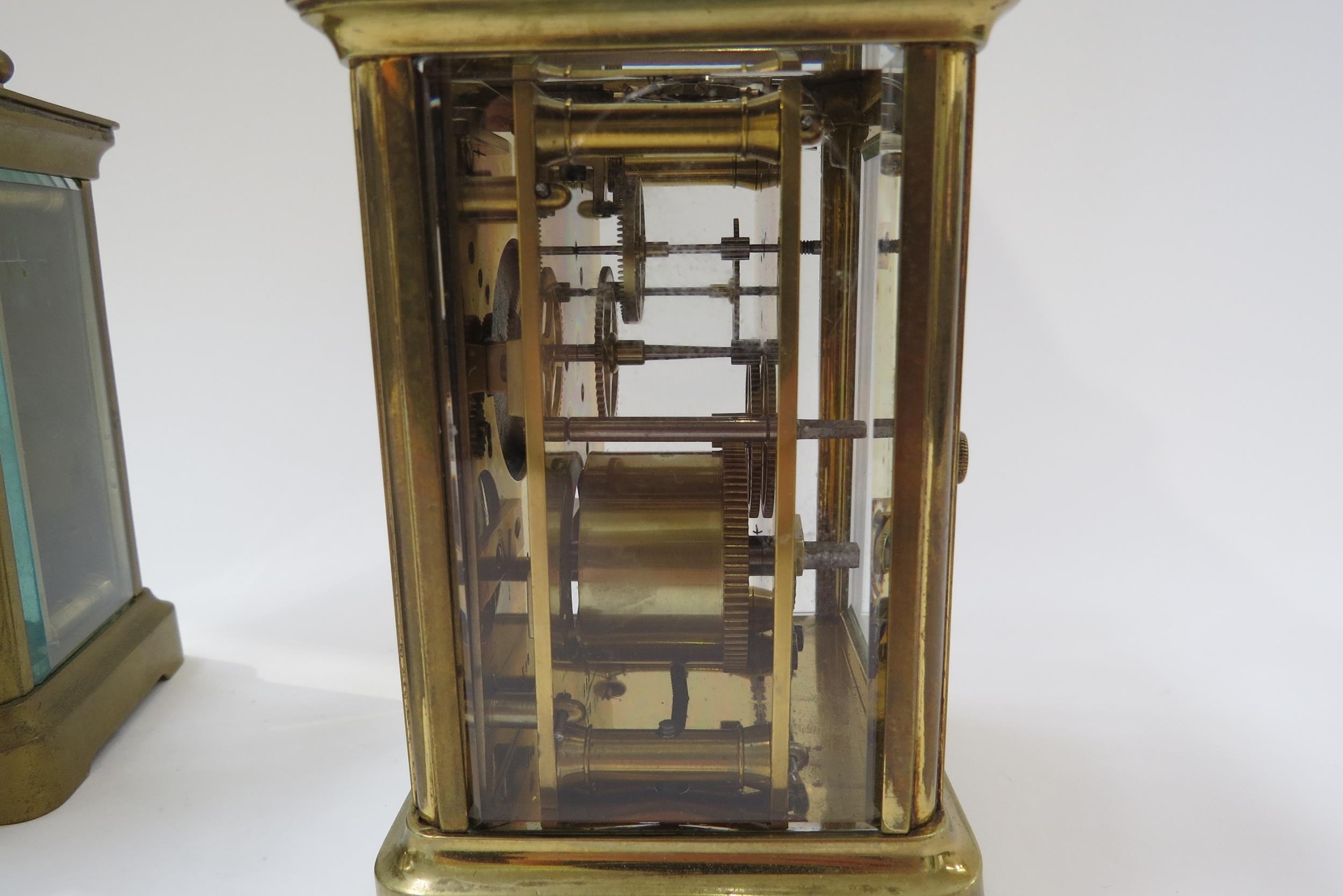 Two brass carriage clocks including French with bevelled glass - Image 6 of 7