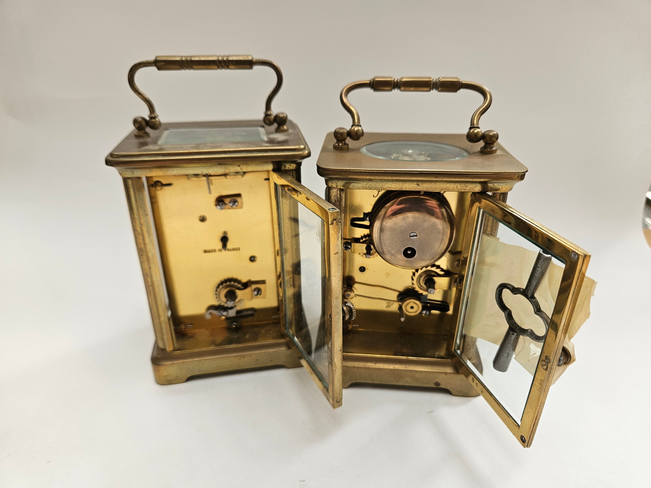 Two French carriage timepieces, one with cylinder escapement, the other with alarm and lever - Image 2 of 5