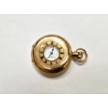 A J W BENSON, London 9ct gold cased half hunter pocket watch, white dial, Roman numerals, subsidiary