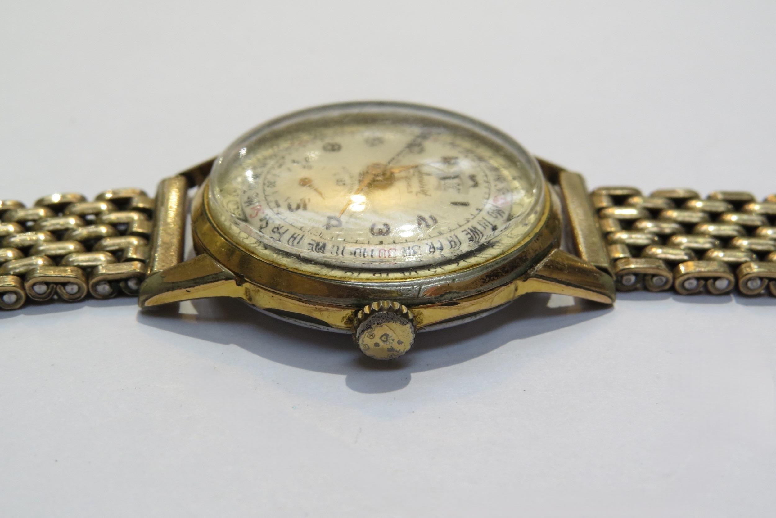 An Accurist vintage triple date calendar wristwatch with Brevet movement, steel back cover, rolled - Image 7 of 8