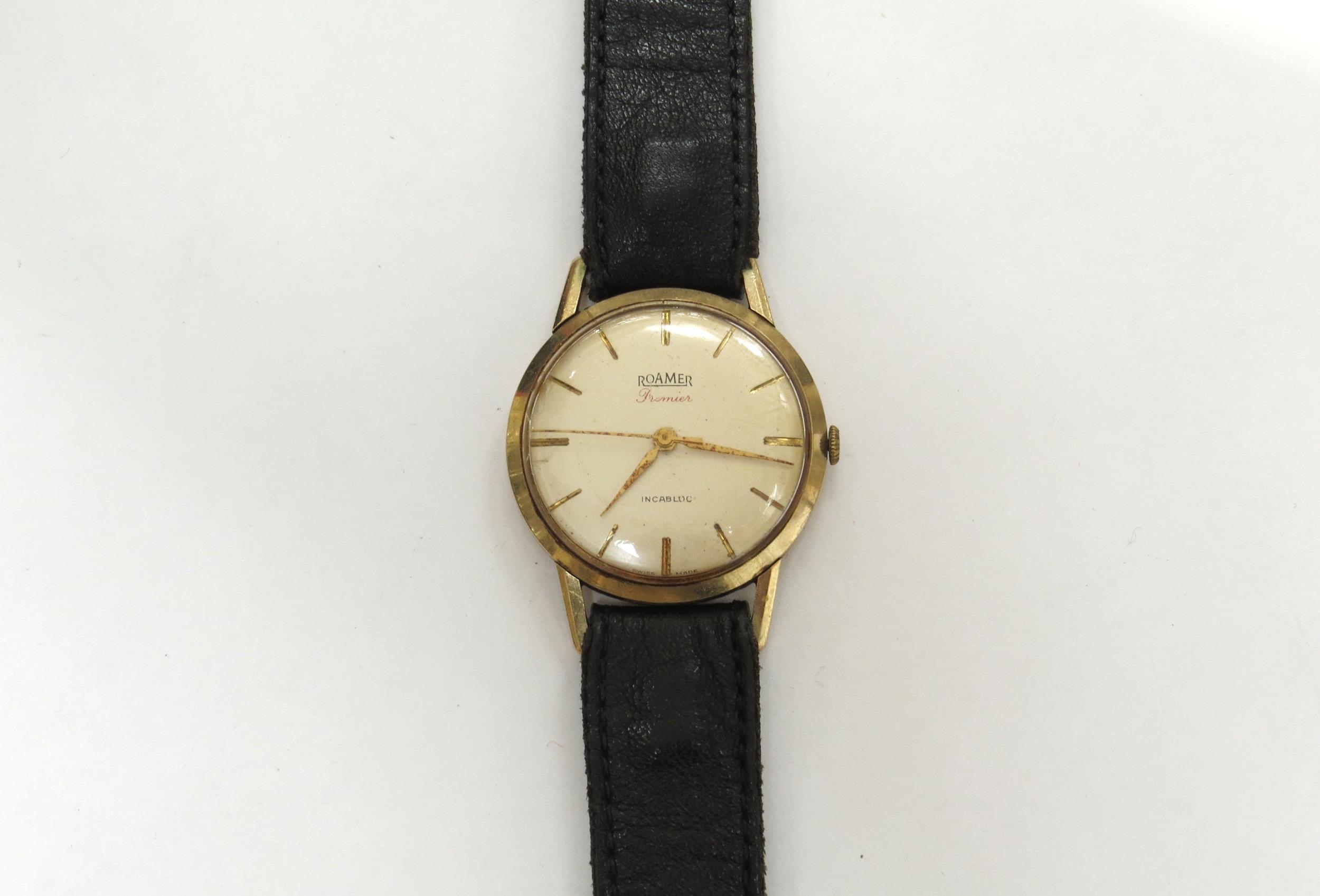 WITHDRAWN:A Roamer Premier Incabloc wristwatch with presentation to back reading: 'To W. Wilson