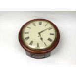 A 12" fusee dial wall clock with convex dial, with key & pendulum