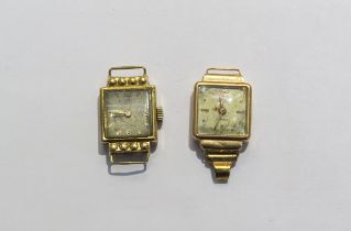 Two 18ct cased ladies wristwatch, 13g gross weight