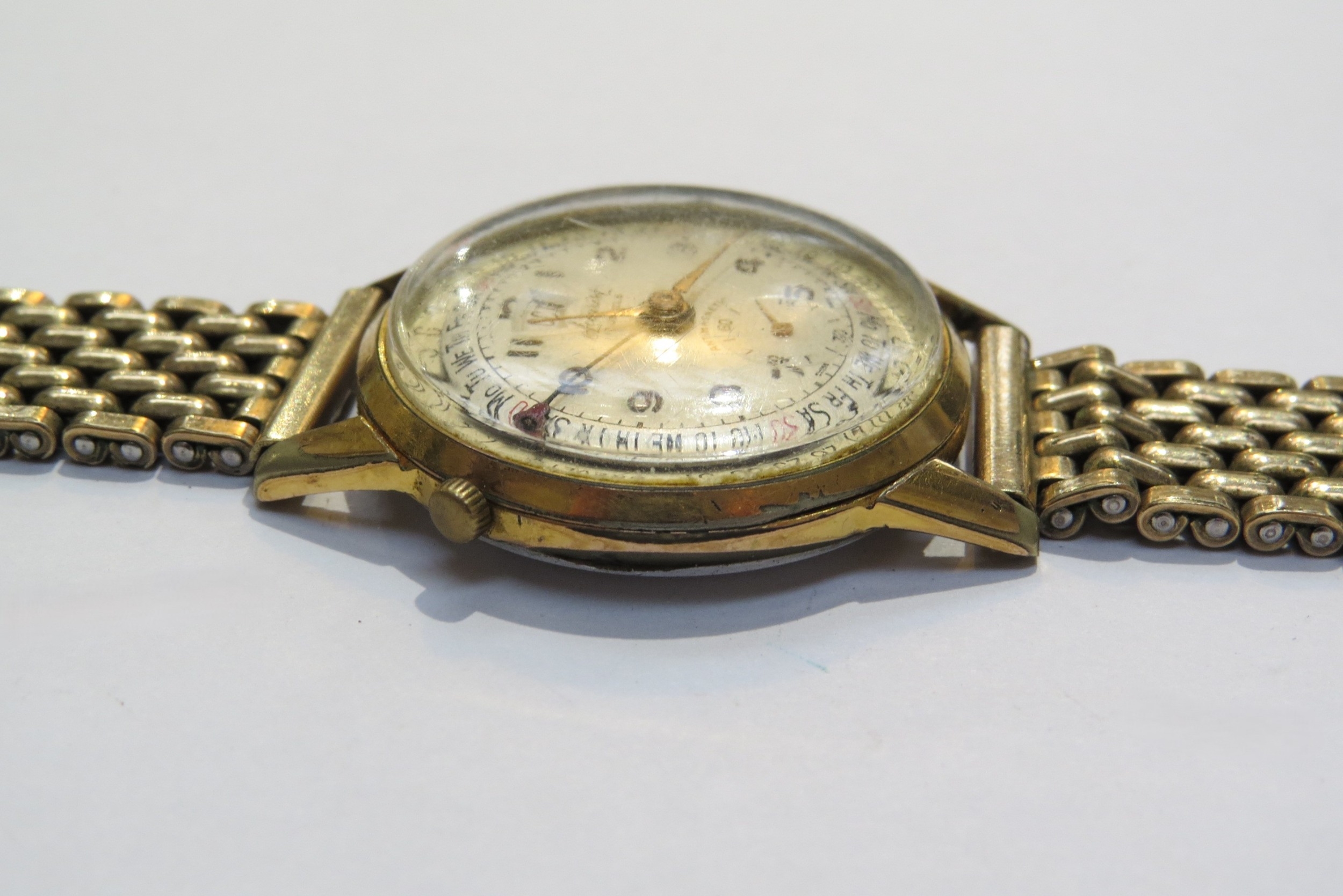 An Accurist vintage triple date calendar wristwatch with Brevet movement, steel back cover, rolled - Image 8 of 8