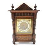 A German Ting-Tang mantel clock of Architectural form with square silver and brass 46cm x 30cm