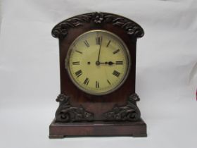 A 19th Century mahogany cased bracket clock, twin fusee movement with rack strike on a bell, case