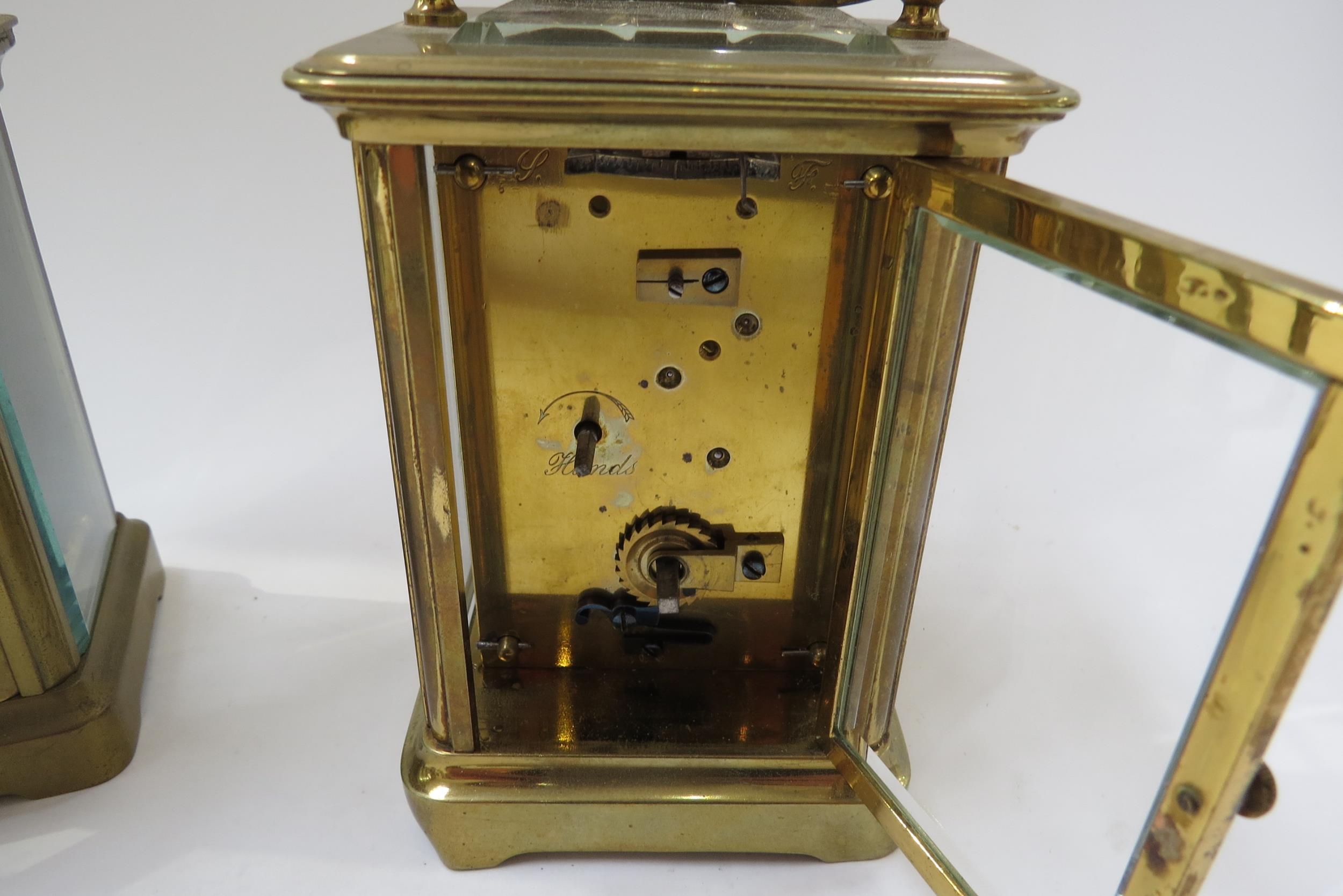 Two brass carriage clocks including French with bevelled glass - Image 7 of 7