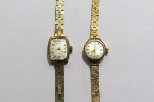 A Majex 9ct gold ladies wristwatch and Nivada 9ct gold wristwatch, 31g gross weight