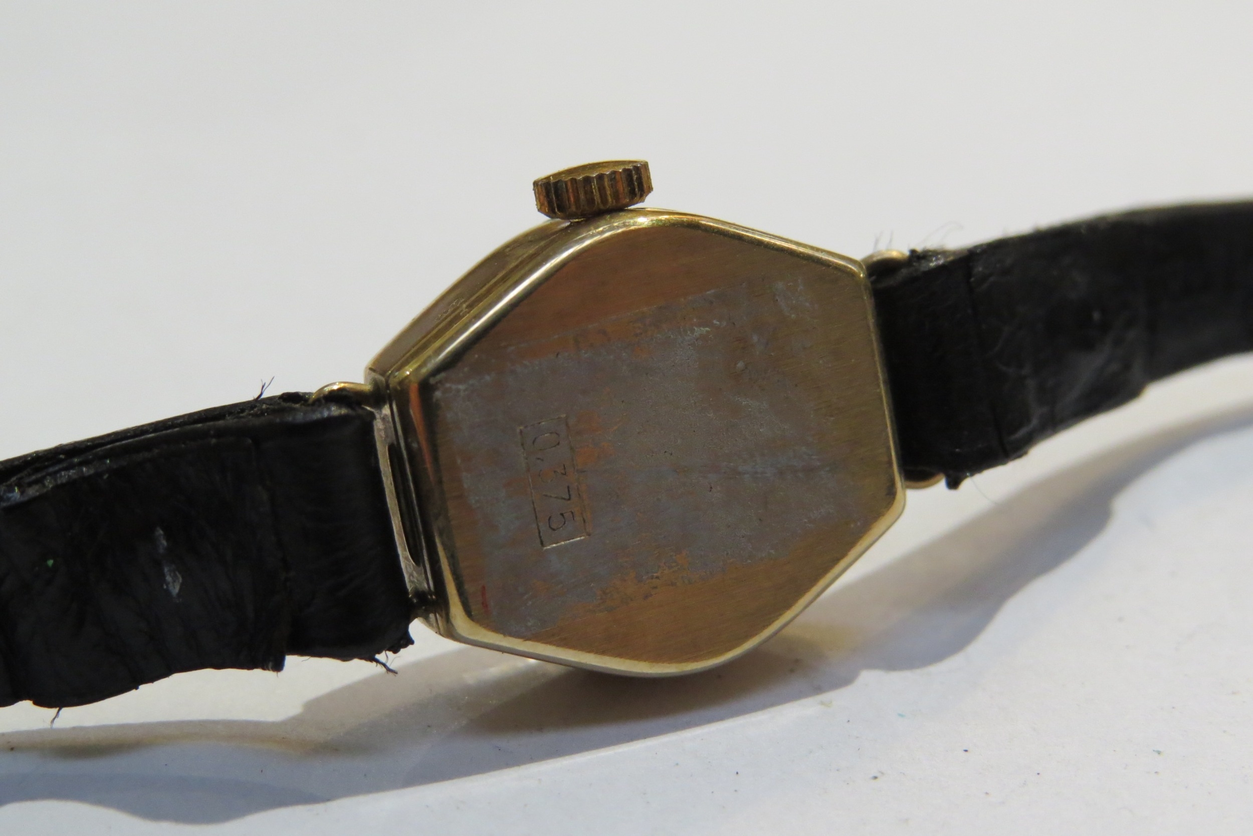 Four 9ct gold cased ladies wristwatches with leather straps including brands such as Imado and - Image 7 of 7