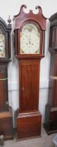 A 19th Century mahogany long case clock, J Rickard, Exeter to face, painted face with arched