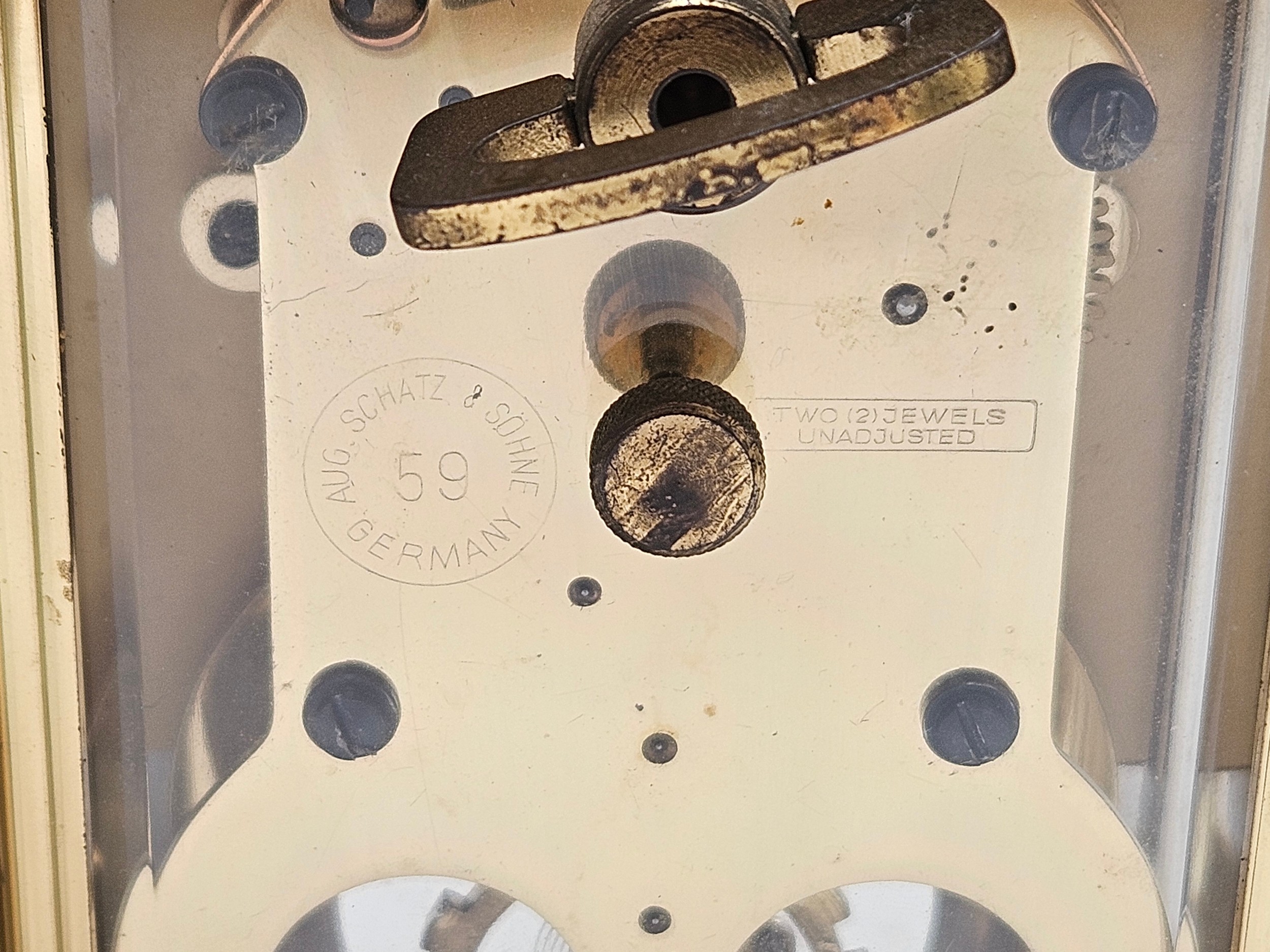 A Schatz 8-day carriage timepiece with pin pallet escapement, with another carriage timepiece with - Image 3 of 6