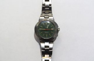 A ladies 1968 Omega Dynamic with green oval face, automatic