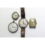 A group of four silver watches inclduing a J. W. Benson, London with subsidiary seconds dial on