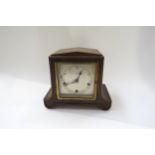 Gustav Becker Germany early 20th Century Westminster chime mantel clock with silent chime, oak case,