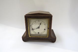 Gustav Becker Germany early 20th Century Westminster chime mantel clock with silent chime, oak case,
