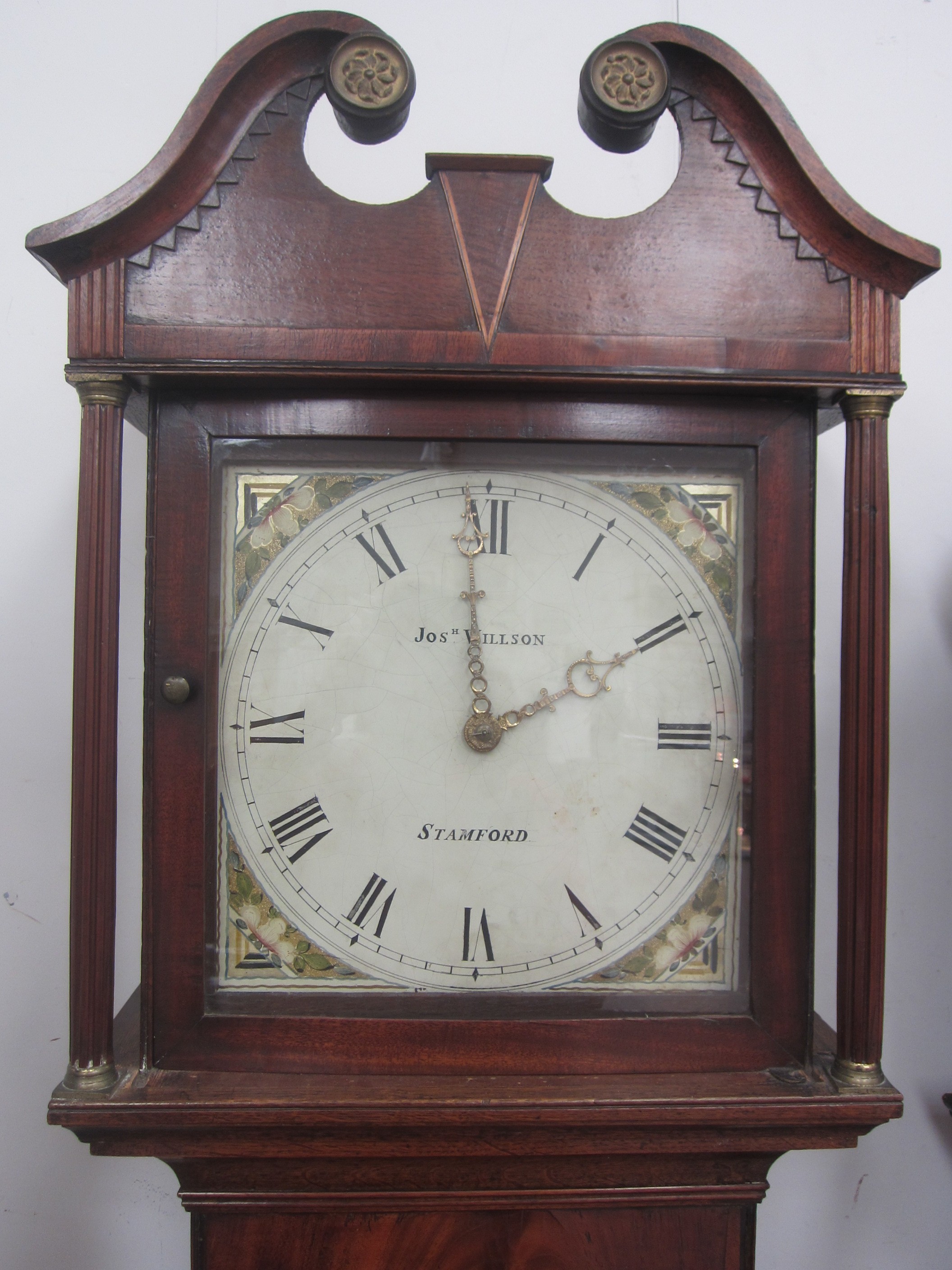 A Georgian mahogany shell inlay longcase clock by Josh Willson, Stamford, with weight. 206cm high - Image 2 of 8