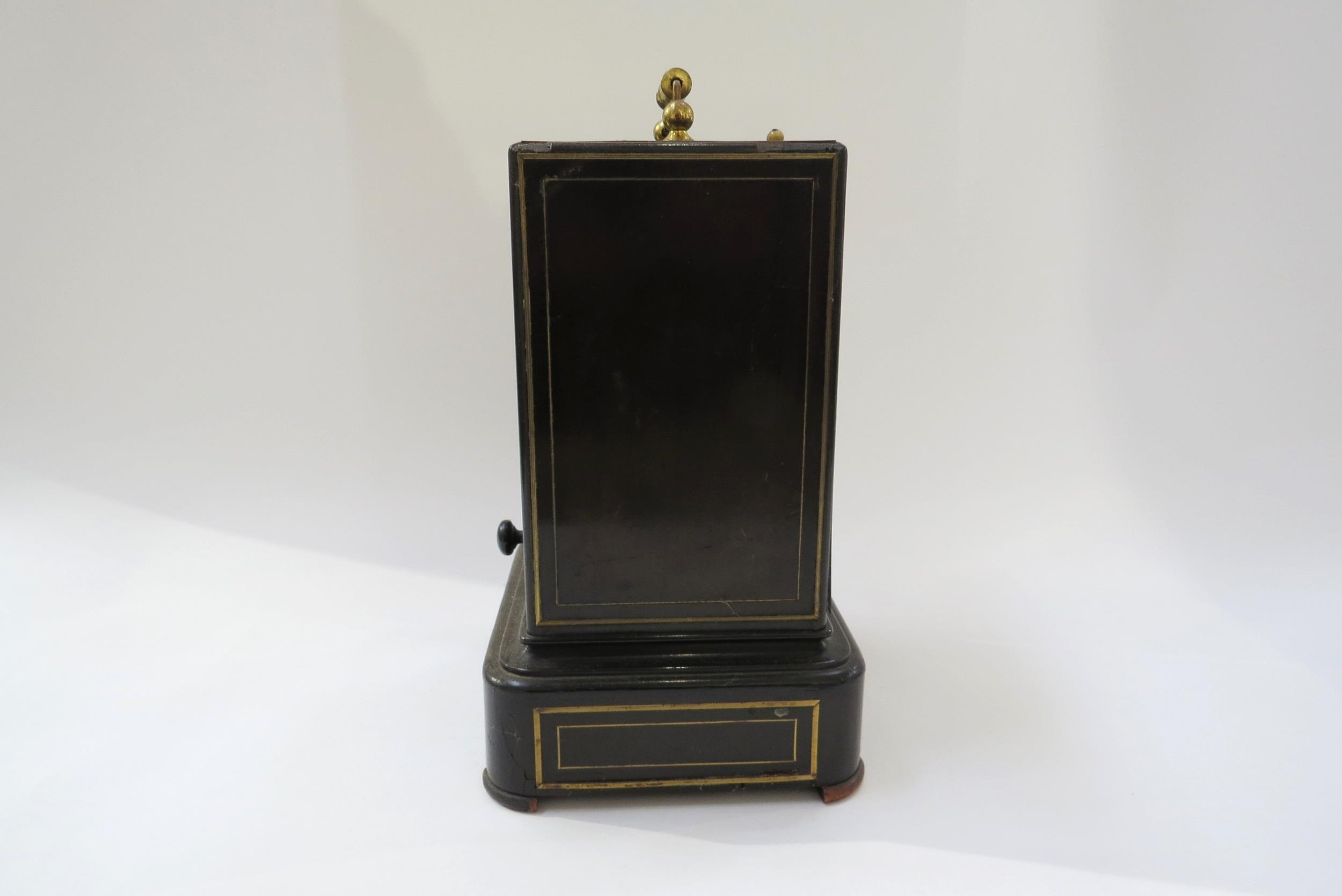 Laine a Paris two train mantel/bracket clock striking on a bell in mahogany and brass inlaid case, - Image 7 of 9