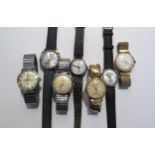 Seven manual wind wristwatches including Smiths Astral, Rotary Timor, Cyma, Services, Superoma de