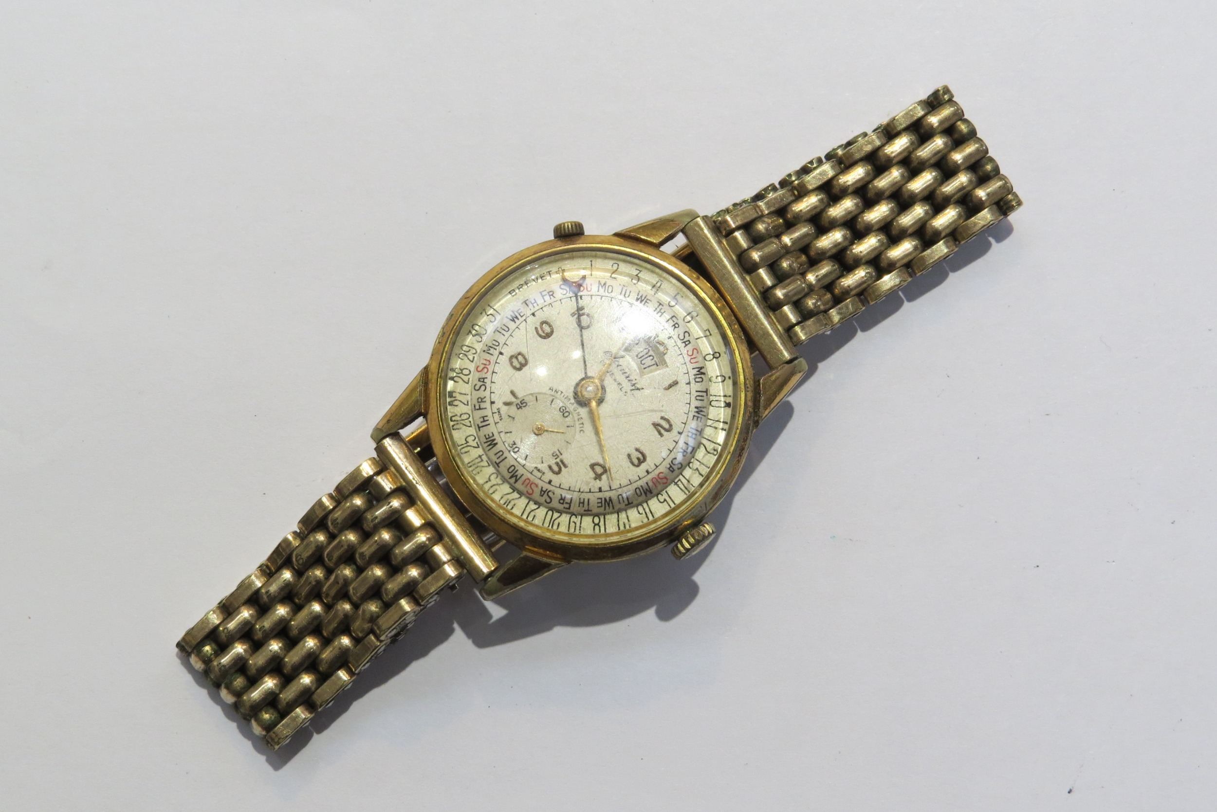 An Accurist vintage triple date calendar wristwatch with Brevet movement, steel back cover, rolled - Image 3 of 8