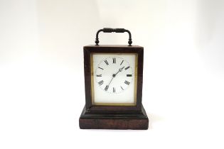 A 19th Century French Wagtail Brevete movement small mantel clock in burr walnut case with carry