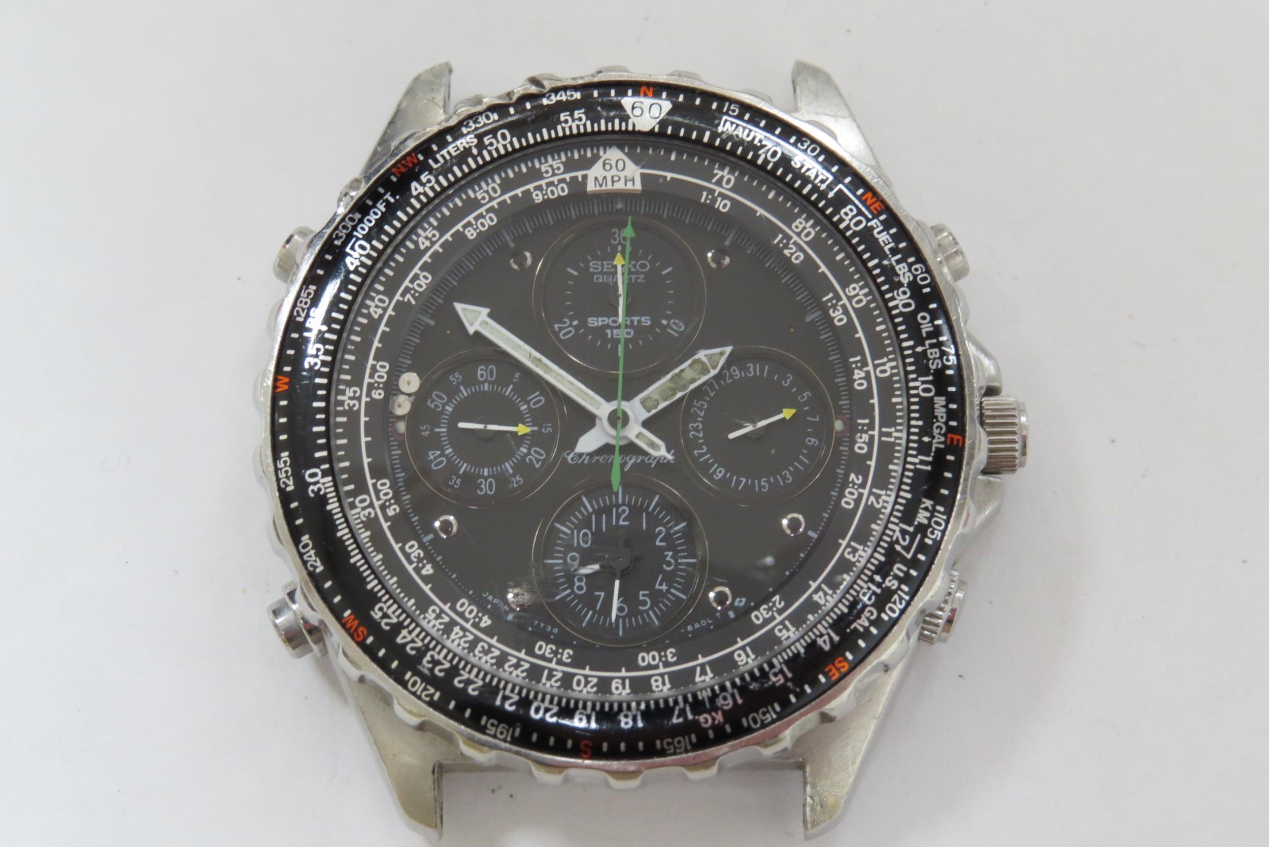 A Seiko Sports chronograph wristwatch, no strap - Image 2 of 7