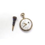 Francois Ageron Paris verge fusee fob watch with enamel decorated case movement marked "Ageron, A.