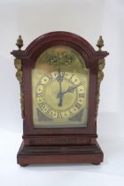 An early-mid 20th Century mahogany bracket clock with single fusee timepiece movement, the brass