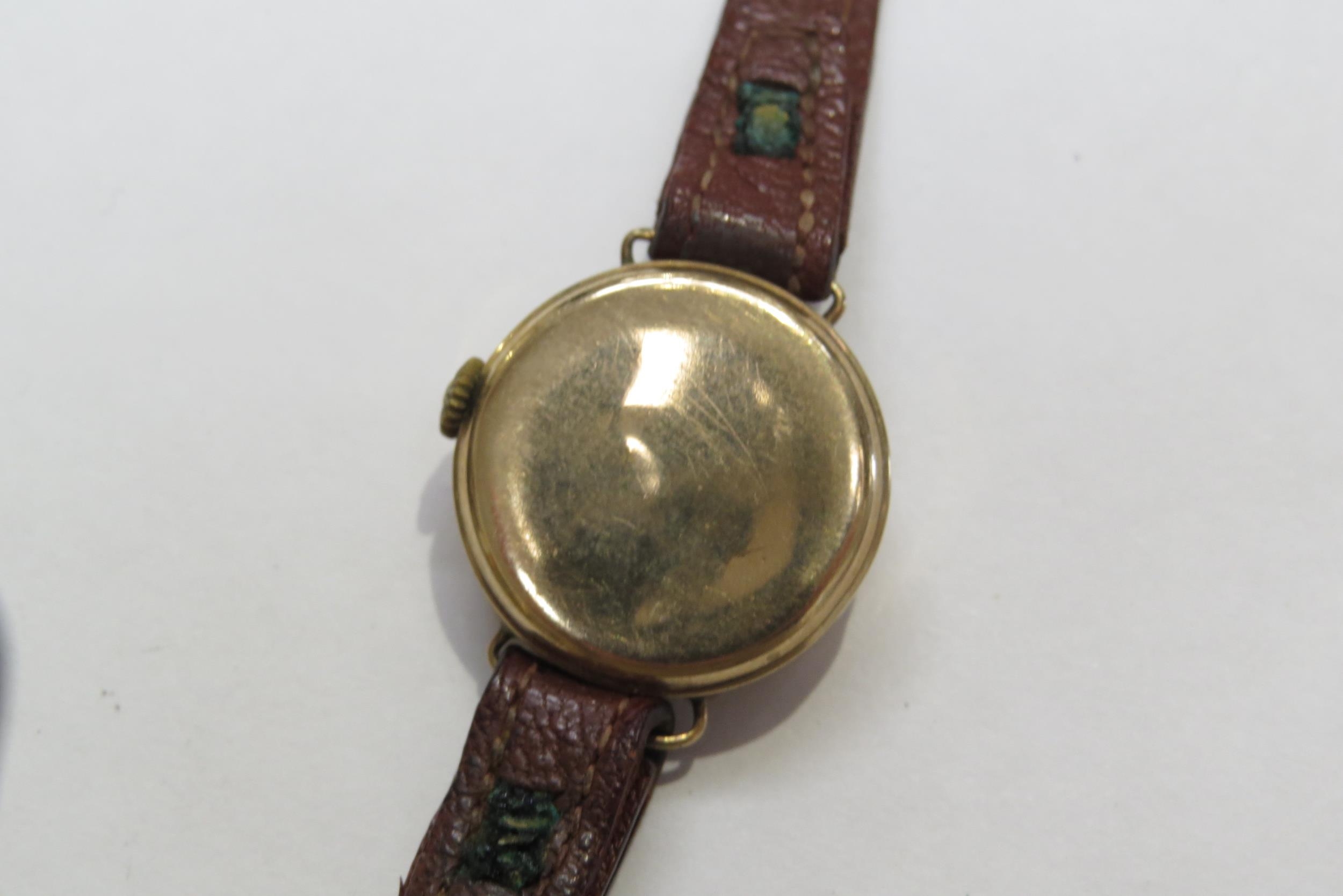 A 9ct gold cased Perfex ladies wristwatch on leather strap - Image 3 of 6