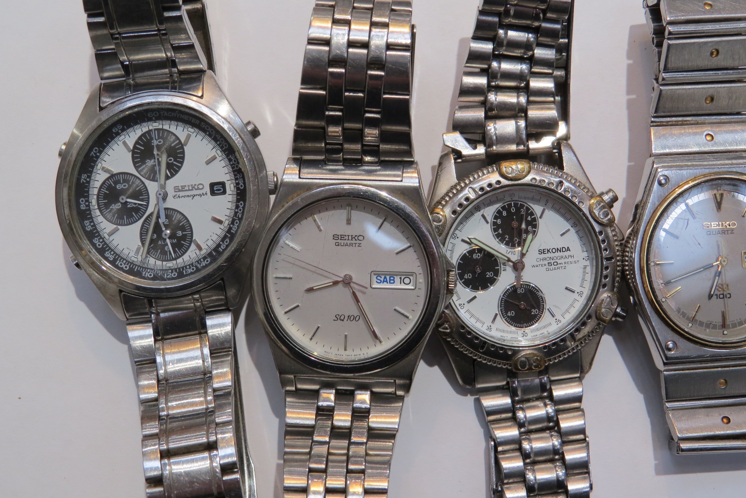 Six Seiko gents wristwatches including two chronograph, two quartz SQ100 and an automatic - Image 2 of 3