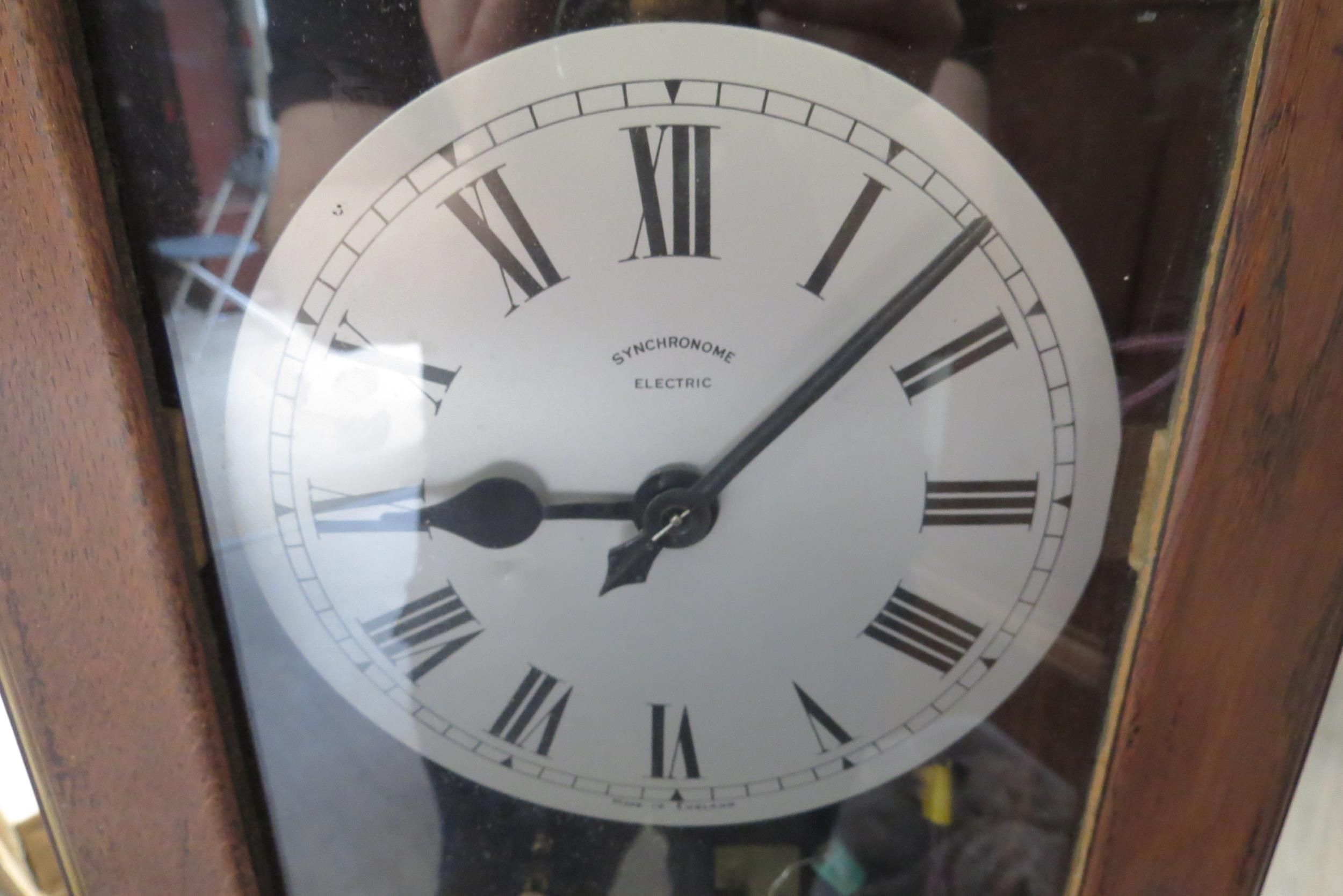 A Synchronome electric longcase regulator clock with Roman numeral and silvered dial with outer - Image 5 of 6