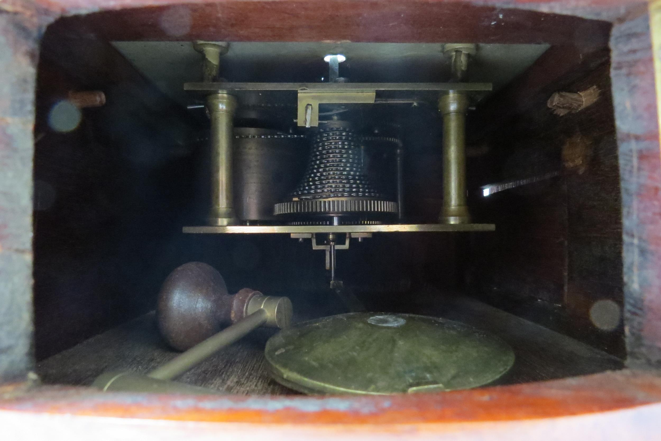 A 19th Century mahogany cased English fusee dial clock signed A. L. Perrett, 68 Newington Butts, - Image 4 of 6