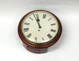 A 19th Century 11 3/4 inch dial clock with Roman numerals, single fusee mechanism, mahogany case