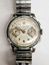 A Belgian bicompax Beleta Chronographe watch, 17 Rubis, with telemetre and tachymetre scales. '