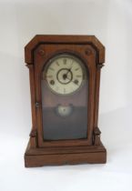 A late Victorian cottage clock, Roman numeral dial, Pat. July 30th 1878 to face, worn. 39cm high