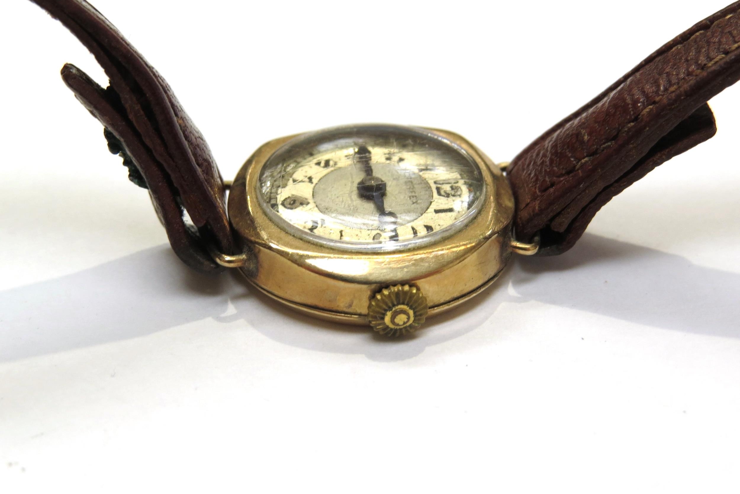 A 9ct gold cased Perfex ladies wristwatch on leather strap - Image 4 of 6