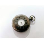 A silver half hunter pocket watch, stamped 925 to case. 91.7g overall