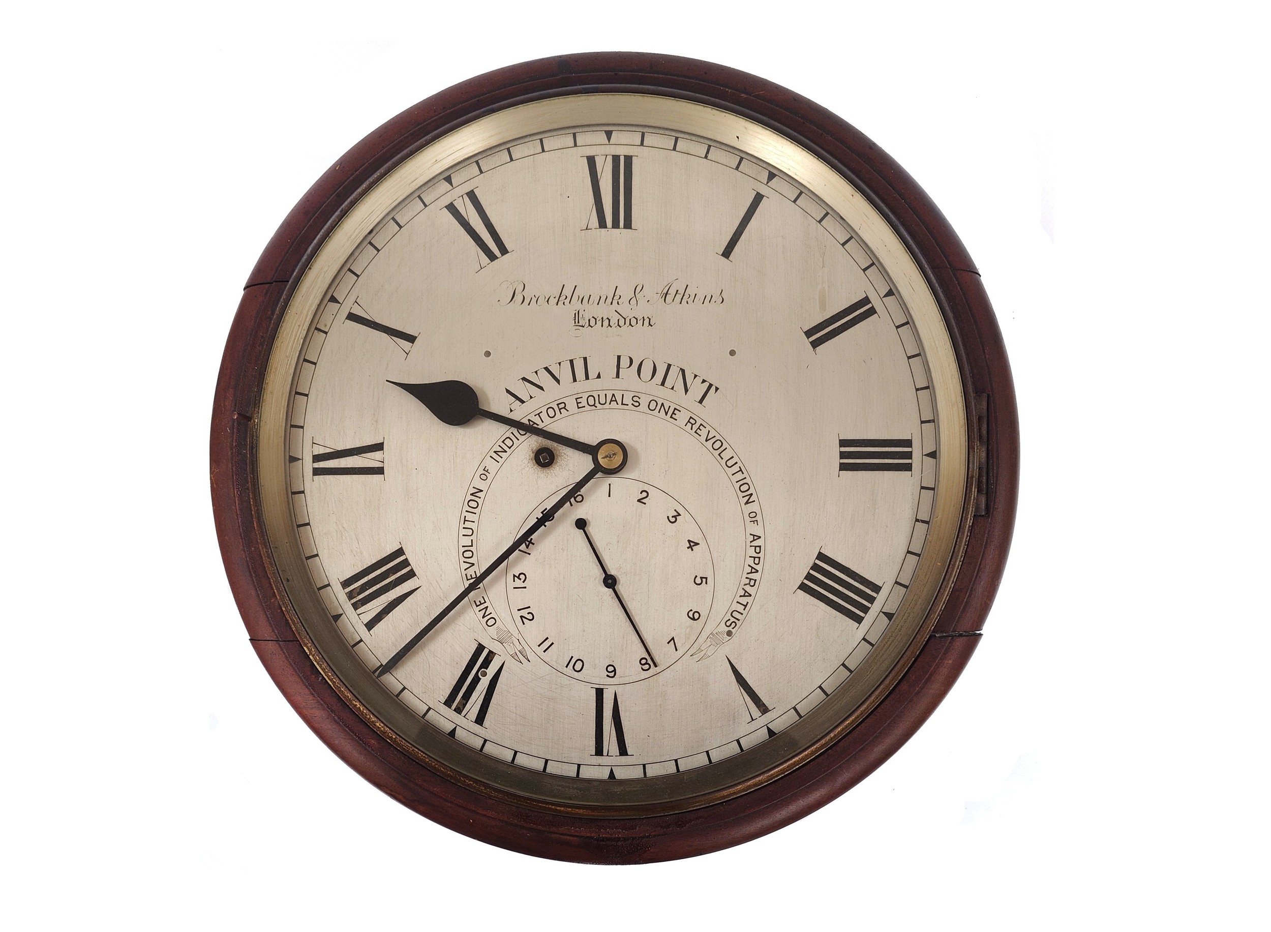 A late 19th Century lighthouse wall clock by Brockbank and Atkins of London, made for Anvil Point