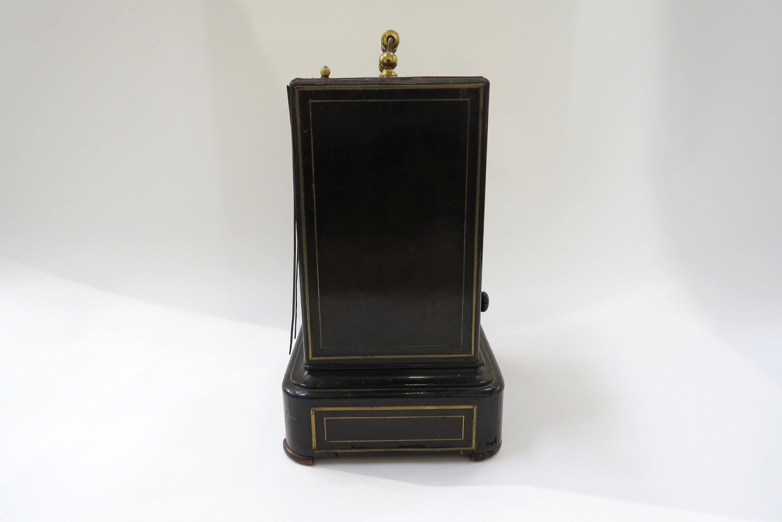 Laine a Paris two train mantel/bracket clock striking on a bell in mahogany and brass inlaid case, - Image 6 of 9