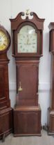 An early 19th Century oak 8-day longcase clock with painted arch dial - John Baker, Highworth,