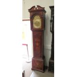 An Edwardian mahogany and inlaid longcase clock with quarterly 8 bell chimes and striking the