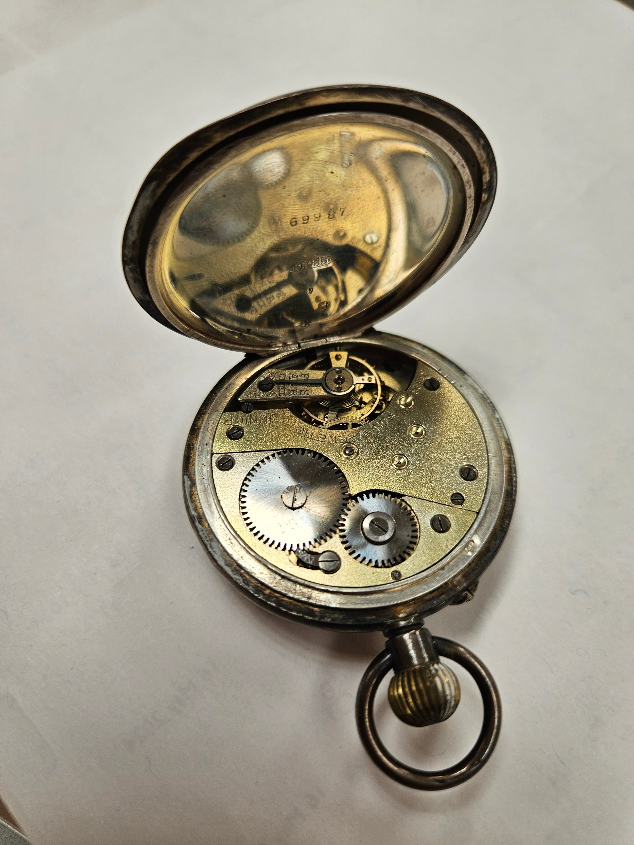 A silver half hunter pocket watch, stamped 925 to case. 91.7g overall - Image 6 of 6