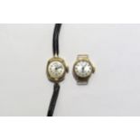 Two 9ct gold cased ladies wristwatches, one Sekonda 17 Jewels on leather strap, other J. Heller