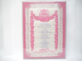 (Queen Elizabeth The Queen Mother.) A commemorative silk souvenir programme, Royal Opera House,