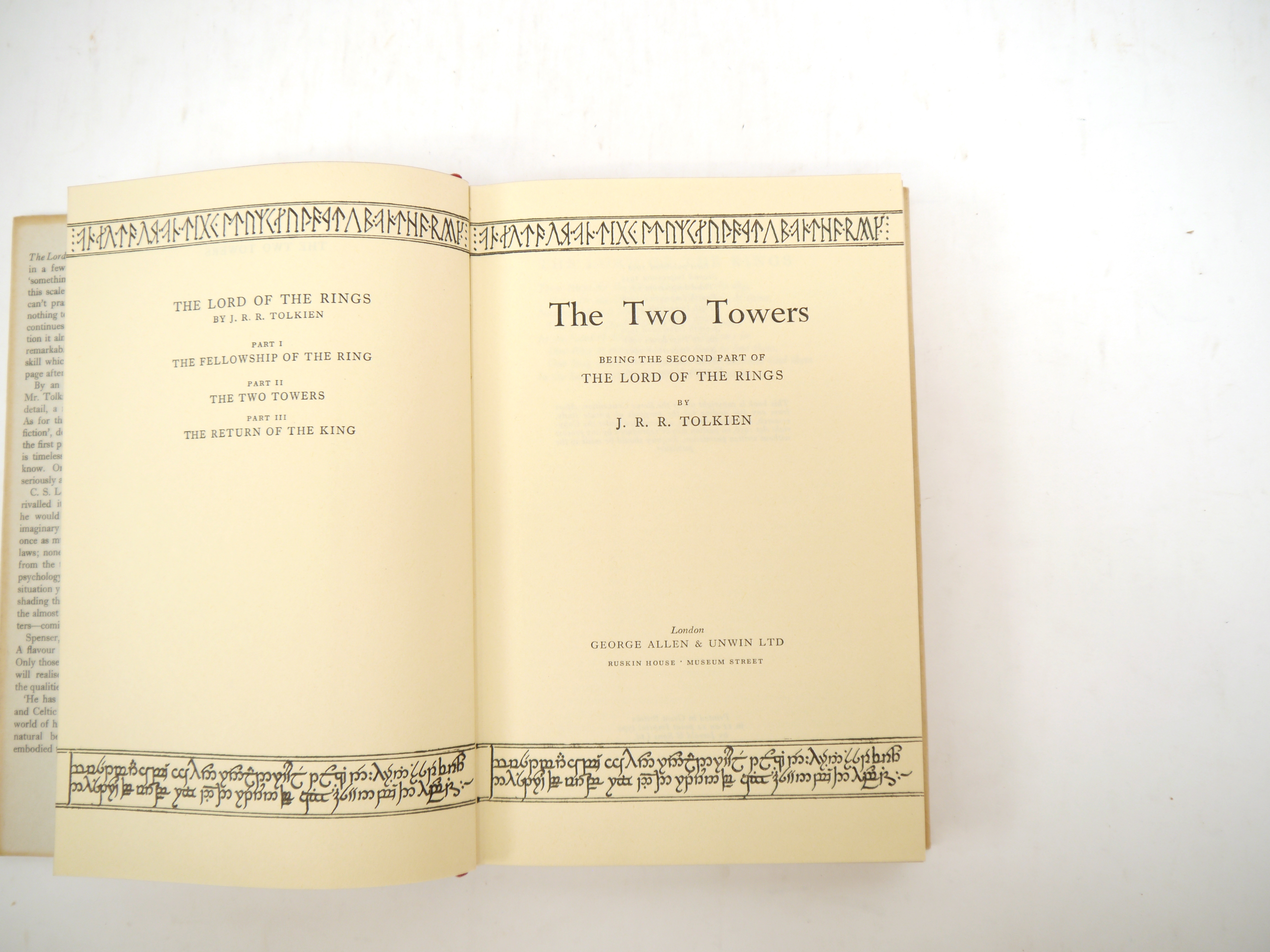 J.R.R. Tolkien: 'The Two Towers. Being the Second Part of The Lord of the Rings', London, George - Image 2 of 7