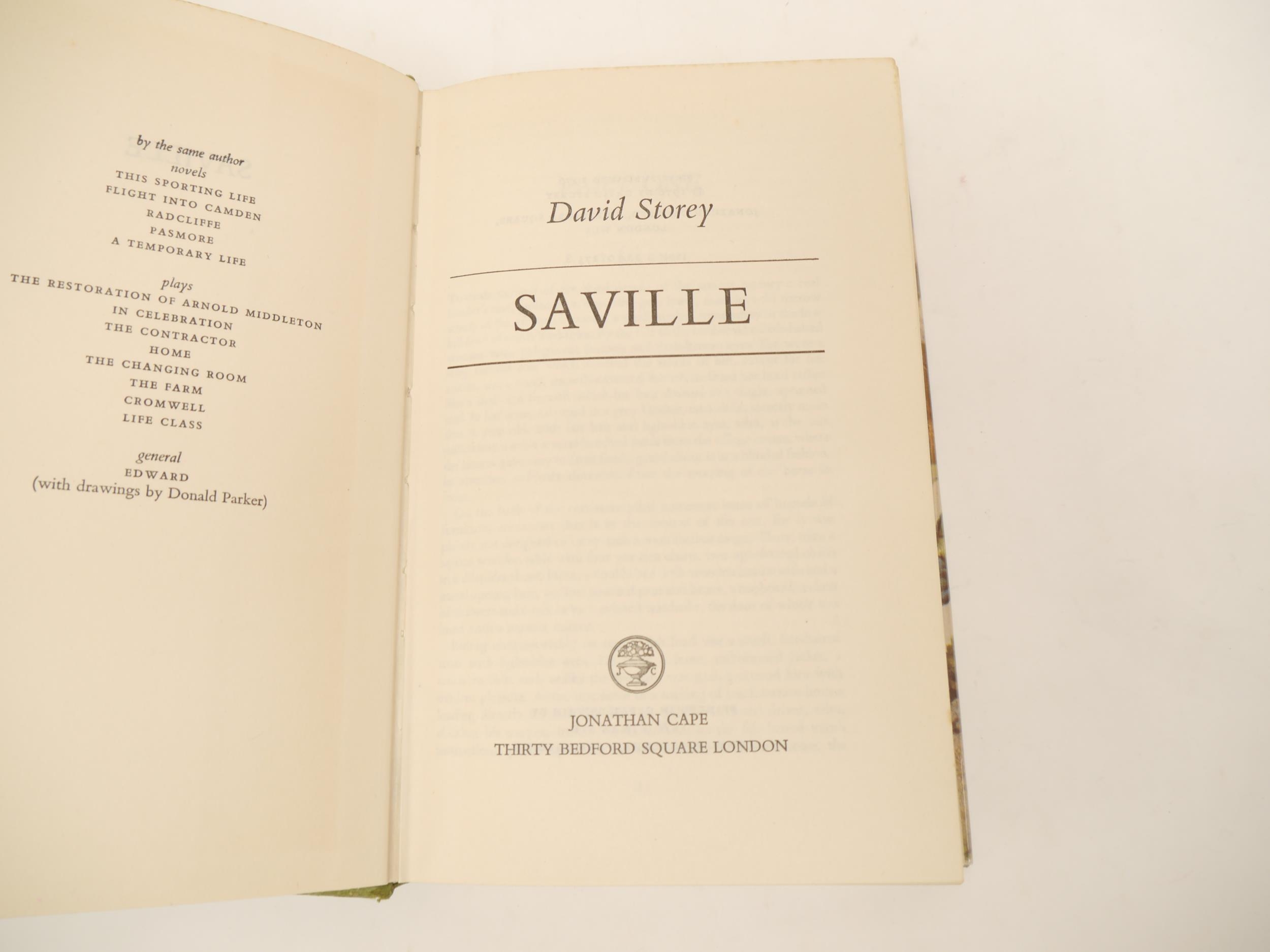 David Storey: 'Saville', London, Jonathan Cape, 1976, 1st edition, original cloth gilt, dust - Bild 2 aus 2