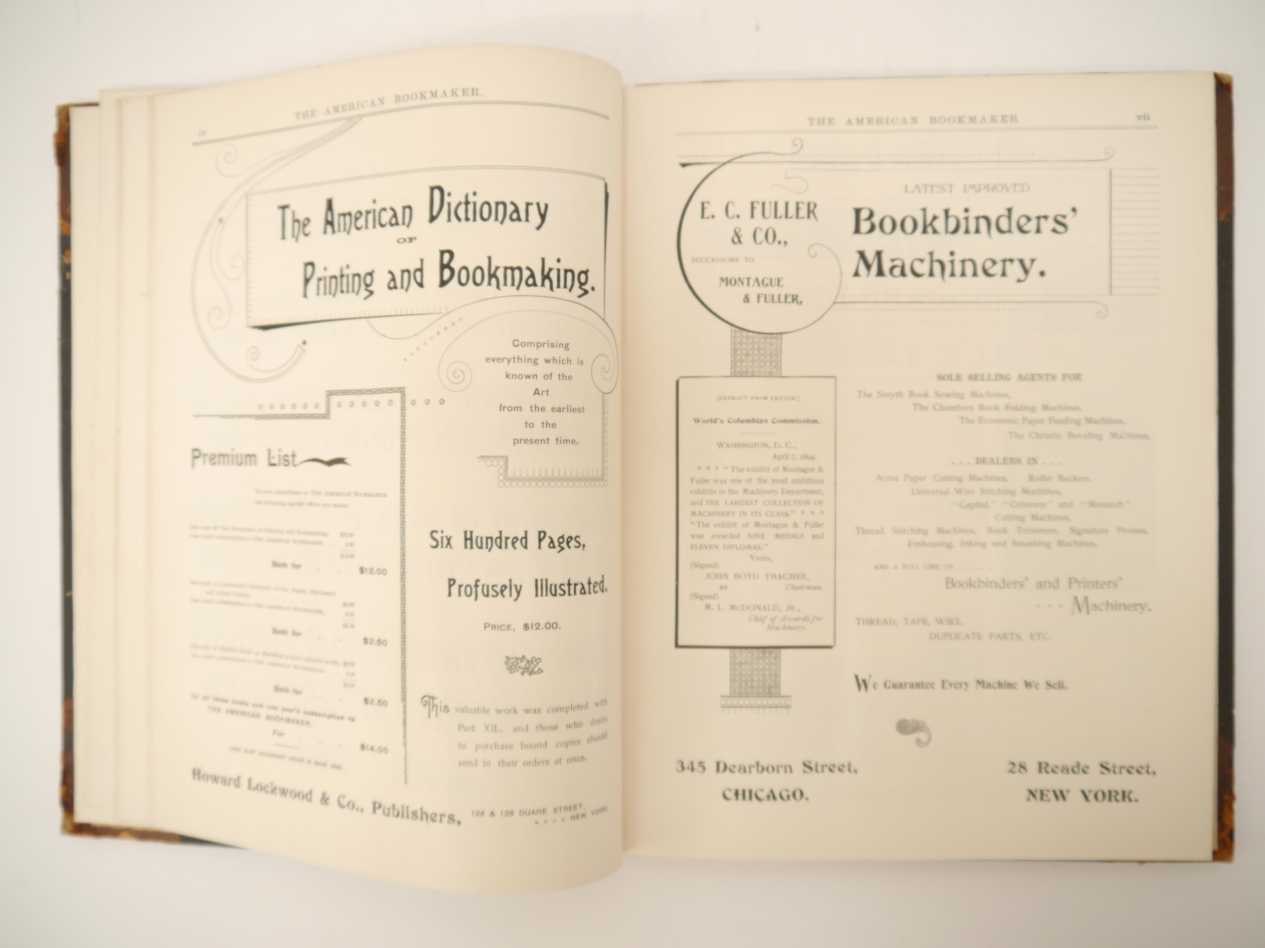 (Printing, Typography, Bookbinding & Design.) 'The American Bookmaker: A Journal of Technical Art